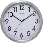MAUL Horloge Murale MAULmove Ø 40 cm | Horloge radiopilotée élégante | Mise à l'heure Automatique | Horloge Moderne pour Le Bureau et l'intérieur | Pile Incluse | Argenté