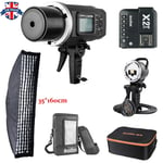 UK Godox AD600BM 600W HSS Flash+X2T-N For Nikon+CB-09+35*160cm Grid Softbox Kit