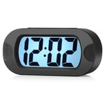 Plumeet Easy to Set, Large Digital LCD Travel Alarm Clock with Snooze Good Night light, Ascending Sound Alarm & Handheld Sized, Best Gift for Kids