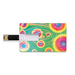 8 GB Clés USB à mémoire flash Thème de l’espace psychédélique Retro Image rêveuse Rétro style hippie dans l’eau Dizzy Spell Stockage de bâton de mémoire de disque de la clé U de forme de carte de créd