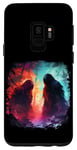 Coque pour Galaxy S9 Deux bigfoot rouge bleu faceoff forêt sasquatch yeti cool art