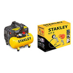 Stanley DST 100/8/6 Compresseur silencieux 59 dB Robuste, B2BE104STN703, Giallo Stanley & 9045717STN Accessoires pour compresseur d’air