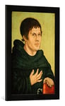 Kunst für Alle 'Image encadrée de Lucas Cranach l'Ancien Portrait Martin Luther comme des Augustins de Moine d'art dans Le Cadre de Haute qualité Photos Fait Main, 40 x 60 cm, Noir Mat