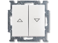 ABB-basic55 Tryckknapp för jalusier med låsning, vit blank, 10A, 1 modul