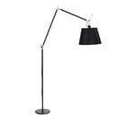 Artemide - Tolomeo Mega Golvlampa, Svart, Skärm i Svart satintyg Ø 32 cm, Med On-off knapp - Black Satin - Svart - Skärmlampor