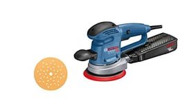 Bosch Professional Random Orbit Sander GEX 34-150 (240V, incl. Sanding disc Dia. 150 mm, C470 Sanding Sheet for Wood, Extraction Adapter, in Cardboard Box)