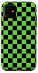 iPhone 11 black & Green Classic Checkered Pattern Checker Checkerboard Case