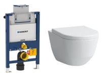Komplet pakke med Laufen Pro væghængt toilet, Geberit cisterne og softclose sæde - uden trykknap
