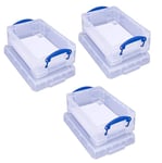 3 x Really Useful 4 Litre Plastic Heavy Duty Storage Box Fits A4 With Lid Boxes