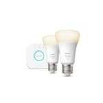 PHILIPS HUE Philips Hue White - Startpaket Smart Led-lampa 9,5w E27 Paket Med 2