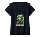 Womens Anime Girl With Headphones V-Neck T-Shirt