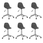 vidaXL 3086063 Swivel Dining Chairs 6 pcs Dark Grey Fabric (3x333466)