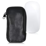 kwmobile Faux Leather Pouch Compatible with Apple Magic Mouse 1/2 - Storage Case Cover with Zipper - Black