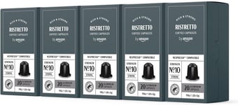By Amazon Ristretto Aluminium Coffee Capsules Compatible with Nespresso, 100 Cou