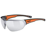 uvex Sportstyle 204 - Sports Sunglasses for Men and Women - Mirrored Lenses - Comfortable & Non-Slip - Black Orange/Silver - One Size
