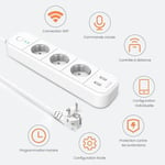 Multiprise Connectée WiFi 3G 15A + 3 Ports USB 3.1A Blanc - SILA