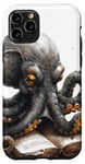 Coque pour iPhone 11 Pro Mignon anime pieuvre noire lisant un livre de bibliothèque Deep Sea #9