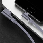 Lightning kabel til iPhone / iPad - Vinklet - 3A - Grå - 2 m