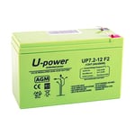 U-Power Batterie Plomb AGM 12V 7.2Ah F2 6,3mm