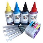 For Use In Epson 603xl, Ink Cartridge Refill Kit, Refillable Auto Reset Chip ink cartridges Plus 4 x 100ml Ink, Never buy compatible printer ink cartridges again, just refill and reset