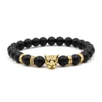 Handgjort Armband Svart Lavasten och Guld Leopard svart