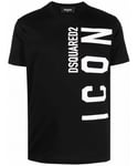 Dsquared2 Mens Icon Vertical Logo T-shirt in Black Cotton - Size X-Large