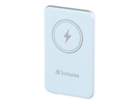 Verbatim Charge 'N' Go - Trådlös Powerbank - Magnetfäste - Li-Pol - 5000 Mah - 20 Watt - 2.4 A - Apple Fast Charge, Pd 3.0, Qc 3.0, Apple 2.4A, Usb Bc 1.2 (24 Pin Usb-C) - Blå