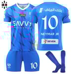 Neymar 23-24 Saudiarabien Liga Al-Hilal Tröja Nr 10 Hemma Fotbollströja Set Vuxna Barn-Xin Kids 26(140-150cm)