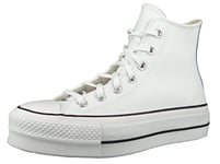 Converse All Star Lift Hi Trainers White White Black Leather - 3.5 UK