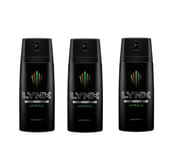 3 x Mens Boys Lynx Africa Bodyspray Deodorant 150ml Stocking Filler Gift