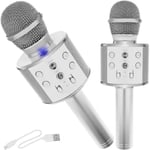 Karaokemikrofon med Högtalare / Karaoke med Mikrofon – Bluetooth Silver