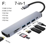 Hub Thunderbolt 3 USB C vers HDMI, adaptateur 4k Rj45 100M, Dock OTG type-c avec PD TF SD pour Macbook Pro- Model F Gray -WGHY1625