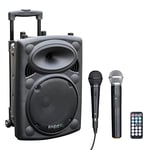 Ibiza - PORT10VHF-BT - Portable speaker 10"/500W MAX with 2 microphones (wired and VHF), remote control and protective cover - Bluetooth, USB, SD - 5 to 7h battery life