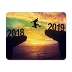 Man Jump Between 2018 and 2019 Years Happy New Year Rectangle Non-Slip Rubber Laptop Mousepad Mouse Pads/Mouse Mats Case Cover for Office Home Woman Man Employee Boss Work