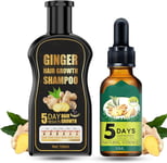 Ginger Shampoo & Ginger Hair Growth Serum Set, anti Hair Loss Essence Shampoo, H