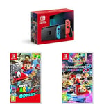 Nintendo Switch Neon + Super Mario Odyssey + Mario Kart 8