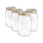 Quattro Stagioni Glass Preserving Jars 1L Clear Pack of 4