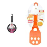 Tefal Ideal Mini One Egg Wonder Non-Stick Frying Pan, 12 cm, Non Induction, Black,Package May Vary & Joie Kitchen Gadgets 50326 Joie Little Flip Egg Spatula, Orange, Nylon, Small