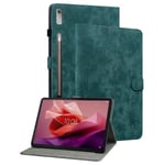 SKALO Lenovo Tab P12 Cute Tiger PU-Läder Fodral - Grön Grön