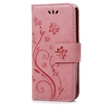 C-Super Mall-UK Samsung Galaxy S3 Mini GT-i8190 Case, PU embossed butterfly & flower Leather Wallet Stand Flip Case for Samsung Galaxy S3 Mini GT-i8190(pink)