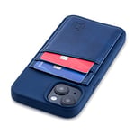 Dockem Étui pour Cartes pour iPhone 14 avec Coque en Silicone Liquide, Plaque Métallique Intégrée pour Montage Magnétique et Portefeuille Cousu avec 2 Emplacements pour Cartes (M2L, Marine)