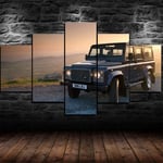 BAEPAYFCanvas Picture 5 Part Panels Land Rover Defender sunset Ready to Hang - Completely framed - Image printed - wall art canvas -Canvas Print Wall Art Picture For Home Decor
