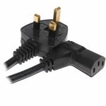3M Right Angled Kettle Lead Power Cable UK Plug to IEC C13 For PC Monitor TV