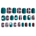 24 Pcst Full Cover Fake Nails Artificial Press On Sh Onesize