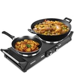 Duronic HP2 BK Hot Plate, Electric Double Hob with Handles, 2500W  (black)