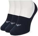 Emporio Armani Underwear Men's 3-Pack Footie Socks Casual Invisible, Marine, S/M
