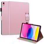iPad 11" (2025) / iPad 10.9" (2024/2022) Flip Fodral i Läder med Djurmotiv - Rosa