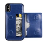 EYZUTAK Card Slot Holder Wallet Case for iPhone XS Max, Premium PU Leather Case Kickstand with Hidden Magnetic Closure Flip Durable Shockproof Protective Cover for iPhone XS Max - Blue