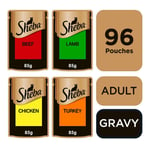 96 X 85g Sheba Select Slices Adult Cat Food Pouches Mixed Gravy Selection