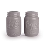 Ceramic Vintage Mason Jar Salt & Pepper Shakers in Grey | Retro Design | Kitchen Pots | Salt Pepper Storage | Ceramic Shaker Set | M&W